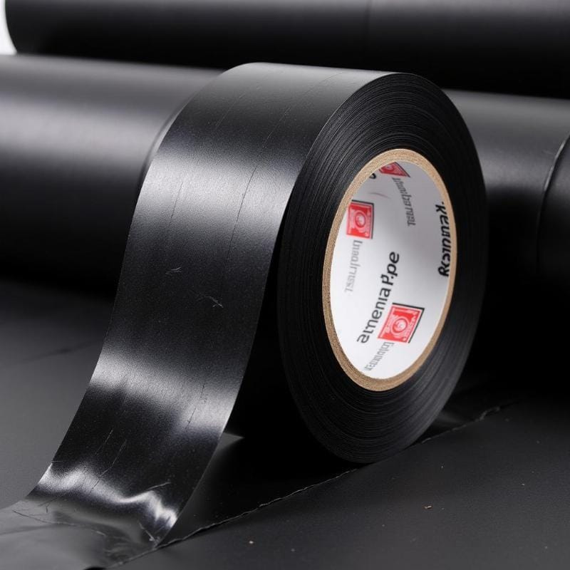 Kỹ thuật viên đang cẩn thận gỡ bỏ lớp màng bảo vệ khỏi Băng Keo Dán Bạt Hdpe trước khi thi công